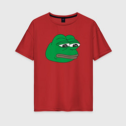 Футболка оверсайз женская Лягушонок Пепе-Frog Pepe, цвет: красный