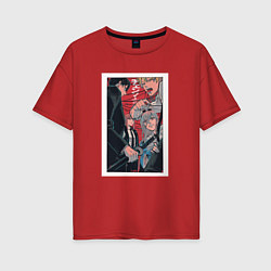 Женская футболка оверсайз Chainsaw Man Человек-бензопила Аниме