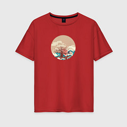 Женская футболка оверсайз Одинокое дерево на острове посреди океана