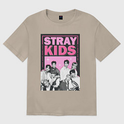 Футболка оверсайз женская Stray Kids boy band, цвет: миндальный