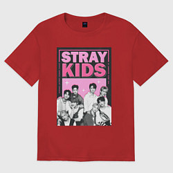 Футболка оверсайз женская Stray Kids boy band, цвет: красный
