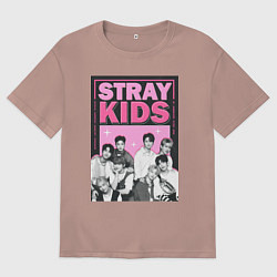 Футболка оверсайз женская Stray Kids boy band, цвет: пыльно-розовый