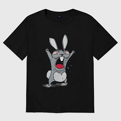 Футболка оверсайз женская Злой заяц, цвет: черный