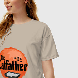 Футболка оверсайз женская Cat father, цвет: миндальный — фото 2