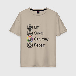 Женская футболка оверсайз Eat Sleep Caturday