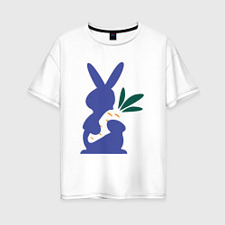 Женская футболка оверсайз Синий кролик