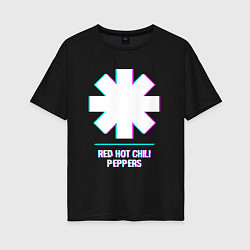 Женская футболка оверсайз Red Hot Chili Peppers glitch rock