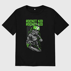 Футболка оверсайз женская Малыш ракета, цвет: черный