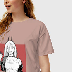 Футболка оверсайз женская Пауэр Chainsaw Man, цвет: пыльно-розовый — фото 2