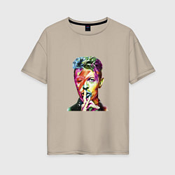Футболка оверсайз женская David Bowie singer, цвет: миндальный