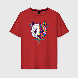 Футболка оверсайз женская PANDA полигоны, цвет: красный