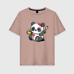 Женская футболка оверсайз Панда - крутой художник! Cutie