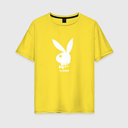 Женская футболка оверсайз Черный кролик с надписью play2023