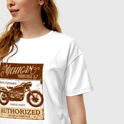 Футболка оверсайз женская Ретро мотоцикл гранж, цвет: белый — фото 2