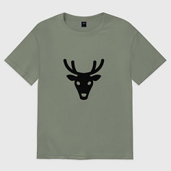 Футболка оверсайз женская Голова оленя, цвет: авокадо