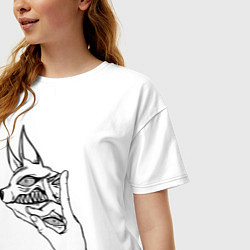 Футболка оверсайз женская Аки человек бензопила лайн арт, цвет: белый — фото 2