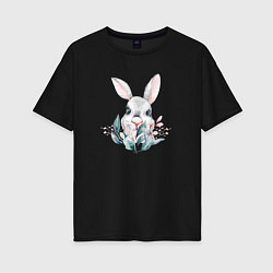 Женская футболка оверсайз Кролик в цветах