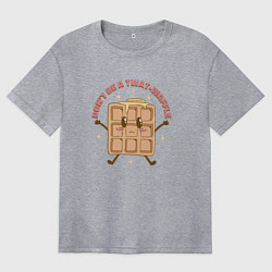 Футболка оверсайз женская Kawaii не будь тупой вафлей, цвет: меланж