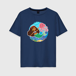 Женская футболка оверсайз Маленькая русалочка с медузой
