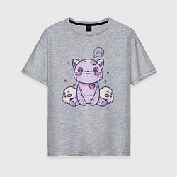 Женская футболка оверсайз Kawaii кот в готическом стиле