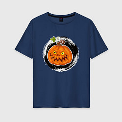 Женская футболка оверсайз Мультяшная злая тыква Хэллоуин