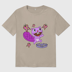 Футболка оверсайз женская Toothy trap, цвет: миндальный