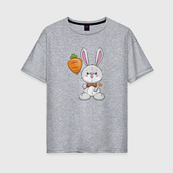 Женская футболка оверсайз Кролик с воздушной морковкой