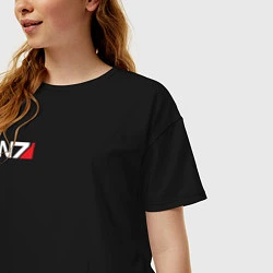 Футболка оверсайз женская Логотип N7, цвет: черный — фото 2