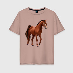 Футболка оверсайз женская Тракененская лошадь, цвет: пыльно-розовый