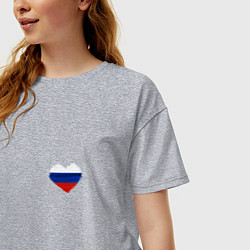Футболка оверсайз женская Россия всегда в сердце, цвет: меланж — фото 2