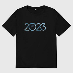 Футболка оверсайз женская 2023 Новый год, цвет: черный