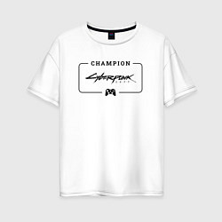 Женская футболка оверсайз Cyberpunk 2077 gaming champion: рамка с лого и джо