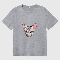 Женская футболка оверсайз Сфинкс - кот без шерсти