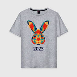 Женская футболка оверсайз Кролик из мозаики 2023