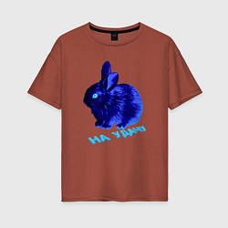 Женская футболка оверсайз Водяной кролик 2023 неоновый