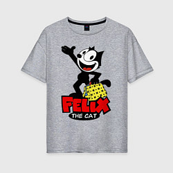 Женская футболка оверсайз Cat Felix magic bag
