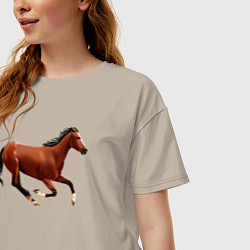 Футболка оверсайз женская Чистокровная верховая лошадь, цвет: миндальный — фото 2