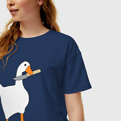 Футболка оверсайз женская Опасный гусь, цвет: тёмно-синий — фото 2