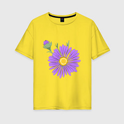Женская футболка оверсайз Фиолетовый цветок