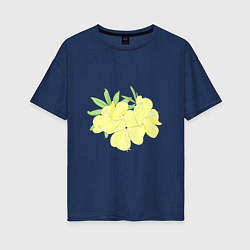 Футболка оверсайз женская Желтые цветы, цвет: тёмно-синий