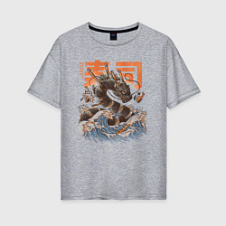 Женская футболка оверсайз Суши дракон Канагавы