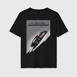 Футболка оверсайз женская Lamborghini - concept - sketch, цвет: черный