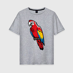 Женская футболка оверсайз Попугай Ара на жердочке