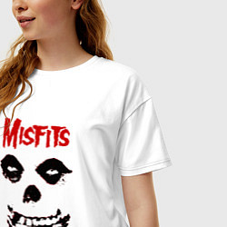 Футболка оверсайз женская Misfits классический череп, цвет: белый — фото 2