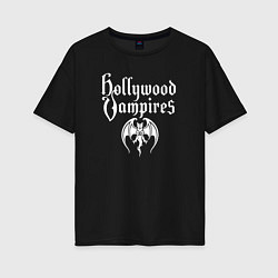 Женская футболка оверсайз Hollywood vampires рок группа