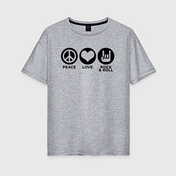 Женская футболка оверсайз Мир любовь и рок