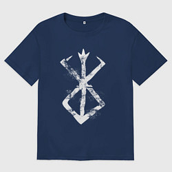 Футболка оверсайз женская Берсерк аниме - белый гранж, цвет: тёмно-синий