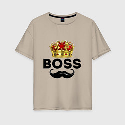 Женская футболка оверсайз BOSS и корона с усами
