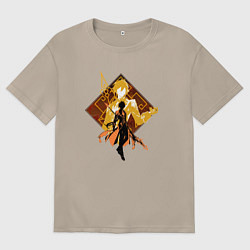 Футболка оверсайз женская Силуэт Чжун Ли, цвет: миндальный