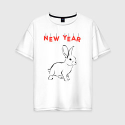 Женская футболка оверсайз New year rabbit